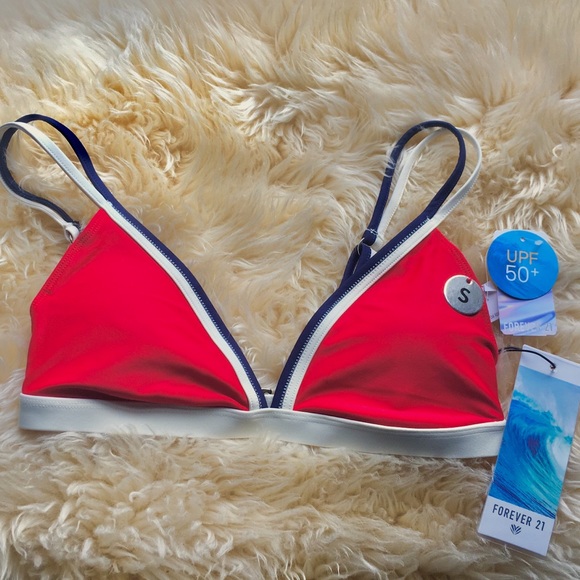 ⚡️CLEARANCE⚡️ Forever 21 Stripe Rockabilly Americana Triangle Bra Bikini Top - Picture 6 of 10